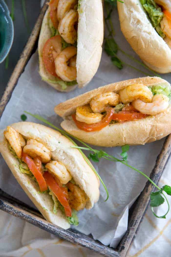 Shrimp po boy recipe two sandwiches
