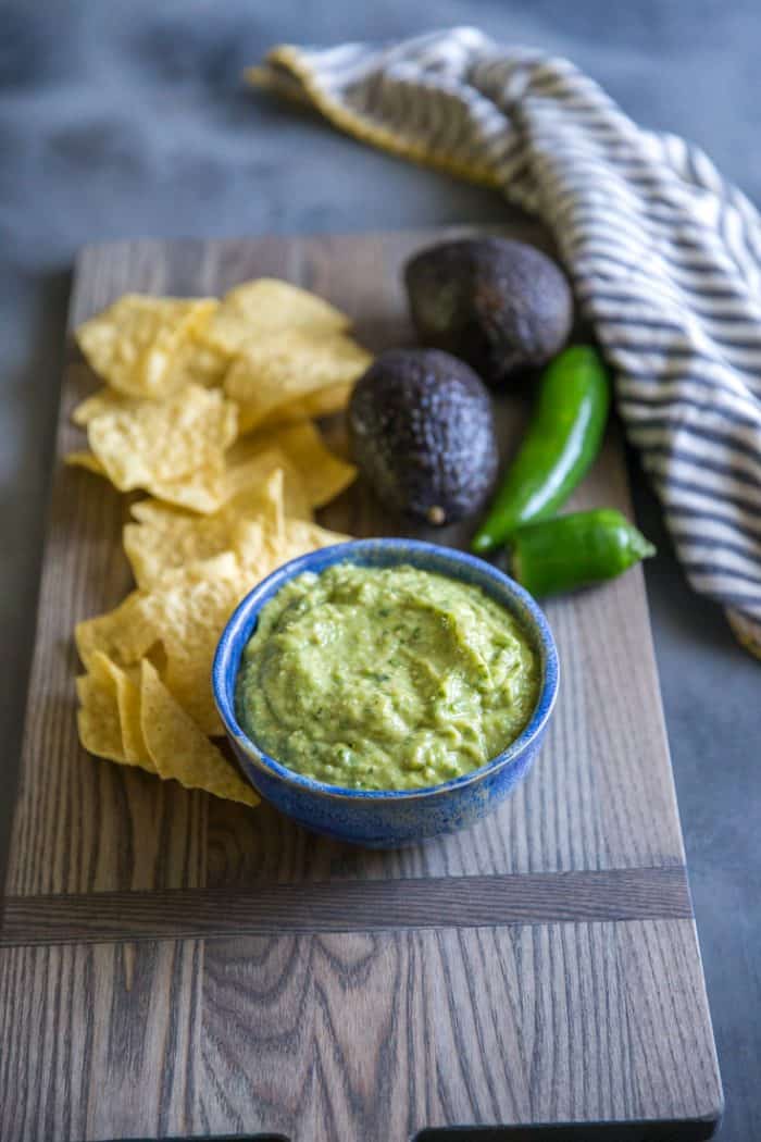 green salsa on a tray