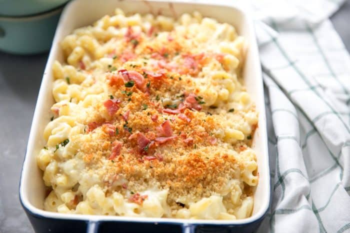 Crab and Bacon Mac and Cheese 45 angle square
