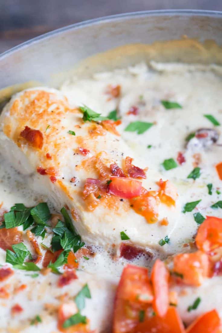 This creamy baked chicken is easy to throw together; the sauce has a special ingredient that makes it ultra creamy!