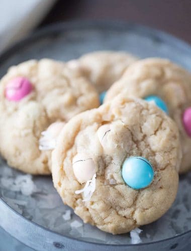 Easy coconut cookies made with candy pieces for the holiday!
