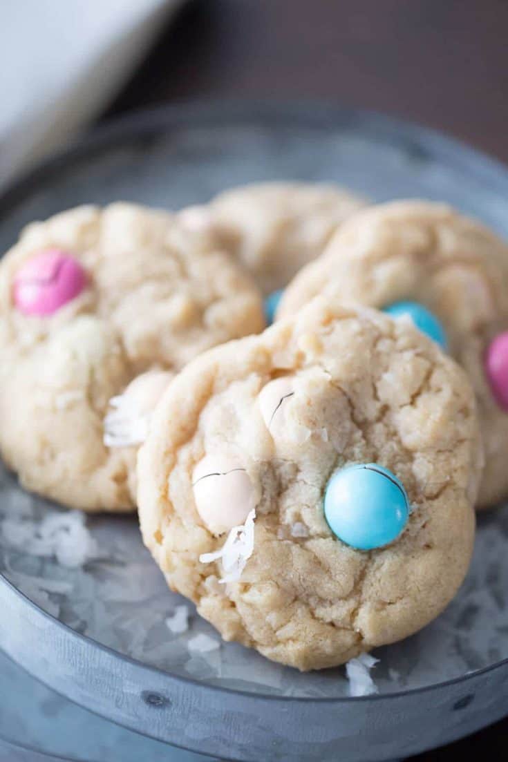 Easy coconut cookies made with candy pieces for the holiday!