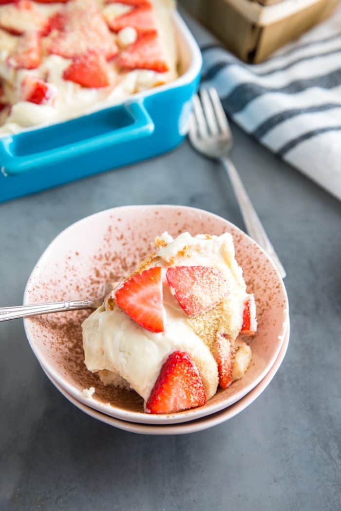 Strawberry Tiramisu in a bowl