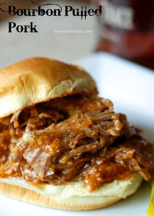 Slow Cooker Bourbon Pulled Pork - LemonsforLulu.com