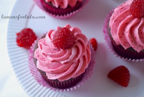 Chocolate Cupcakes with Raspberry Buttercream