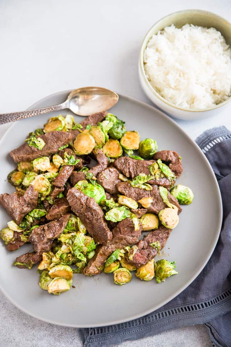 beef stir fry with brussels sprouts