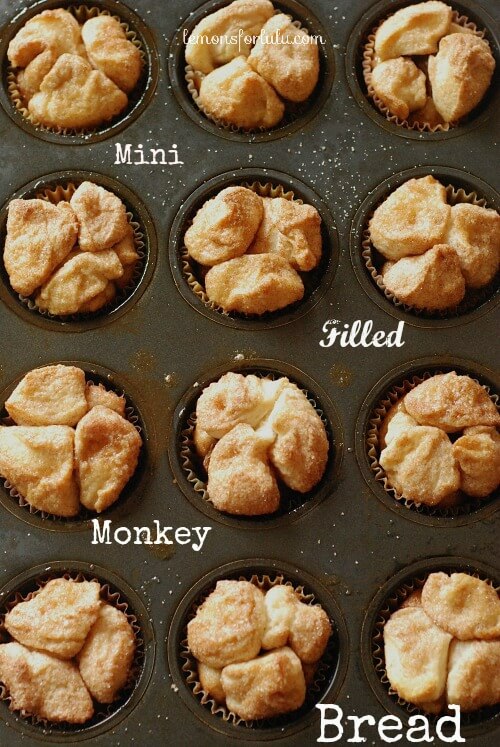 Mini monkey bread stuffed with bite sized Milky Ways! www.lemonsforlulu.com #shop