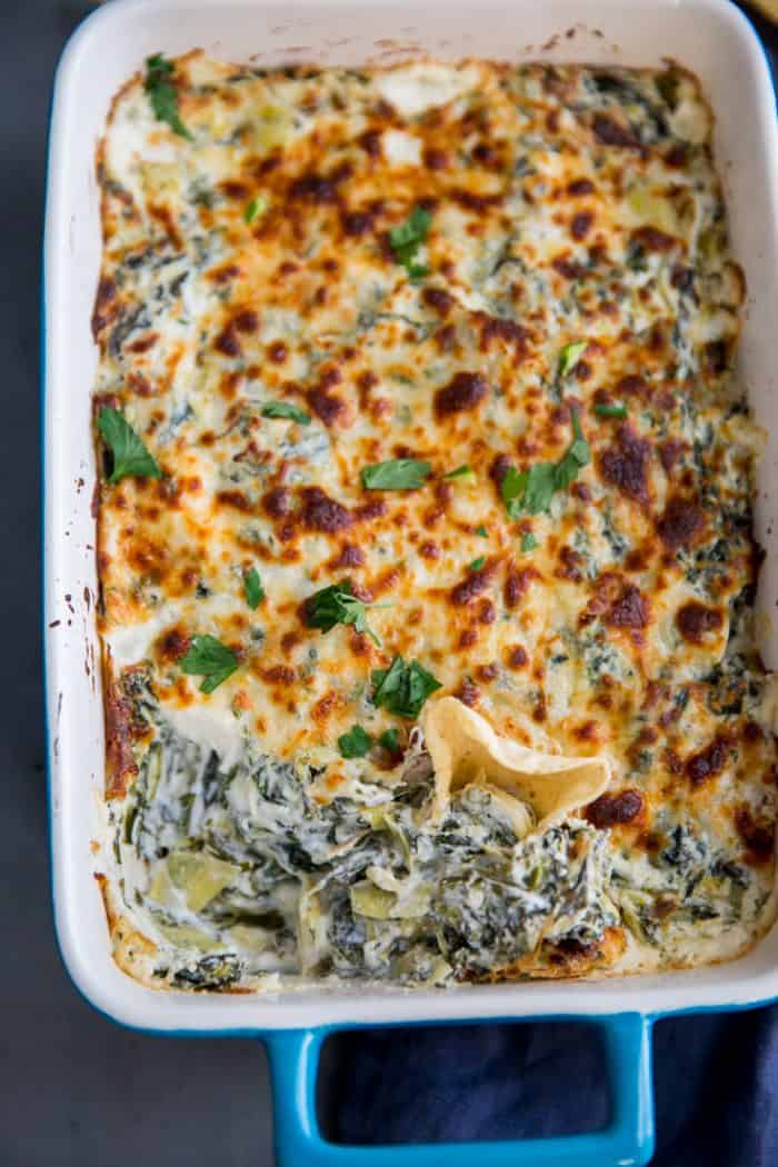 spinach artickoke dip scooped