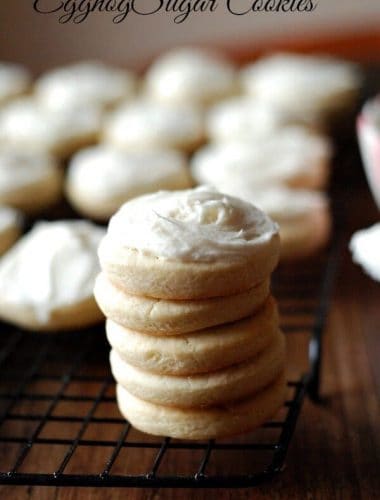 Eggnog sugar cookies are cake-like sugar cookies, iced with spiced eggnog buttercream! | www.lemonsforlulu.com