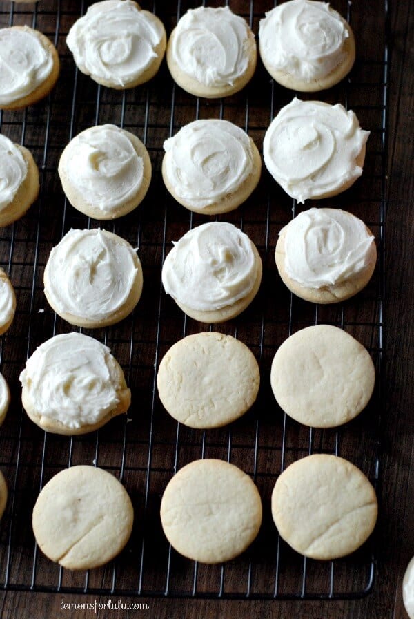Eggnog sugar cookies are cake-like sugar cookies, iced with spiced eggnog buttercream! | www.lemonsforlulu.com
