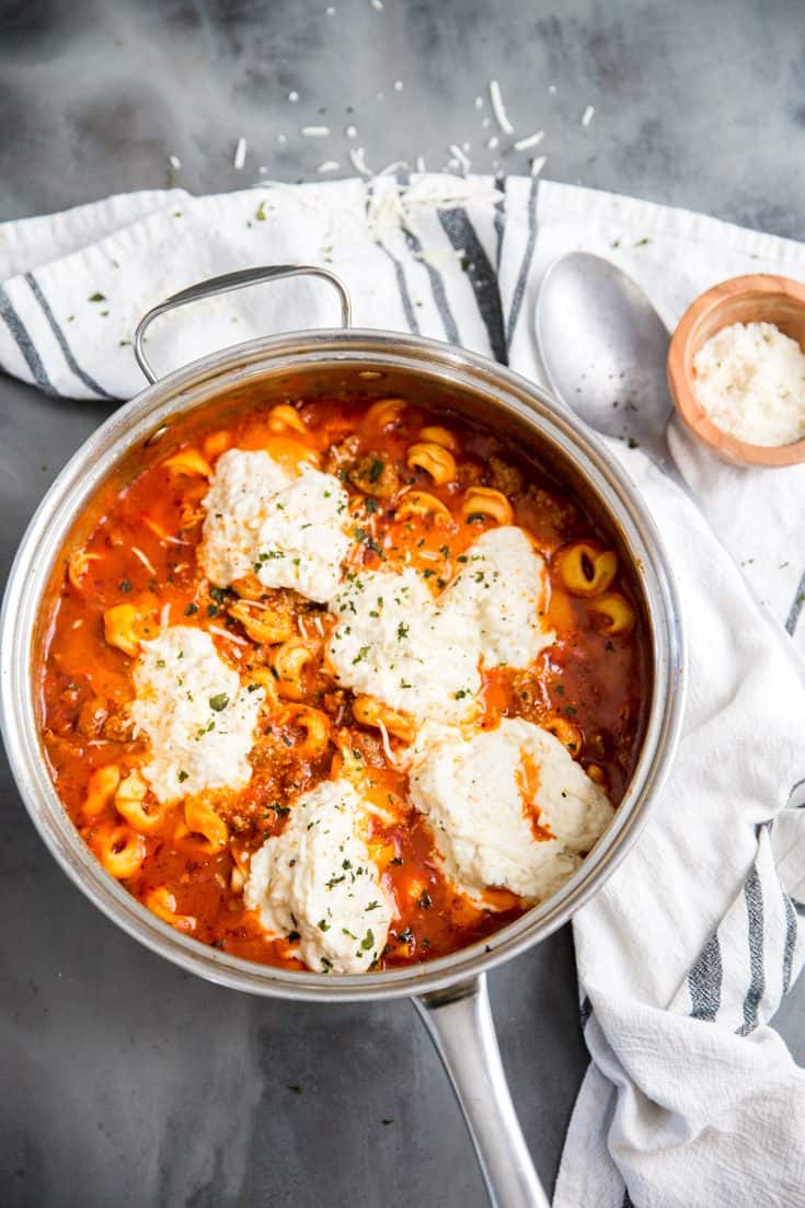 skillet lasagna in a large skillet