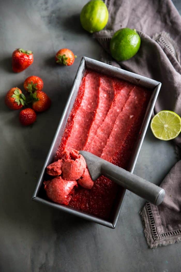 strawberry sorbet recipe scooped