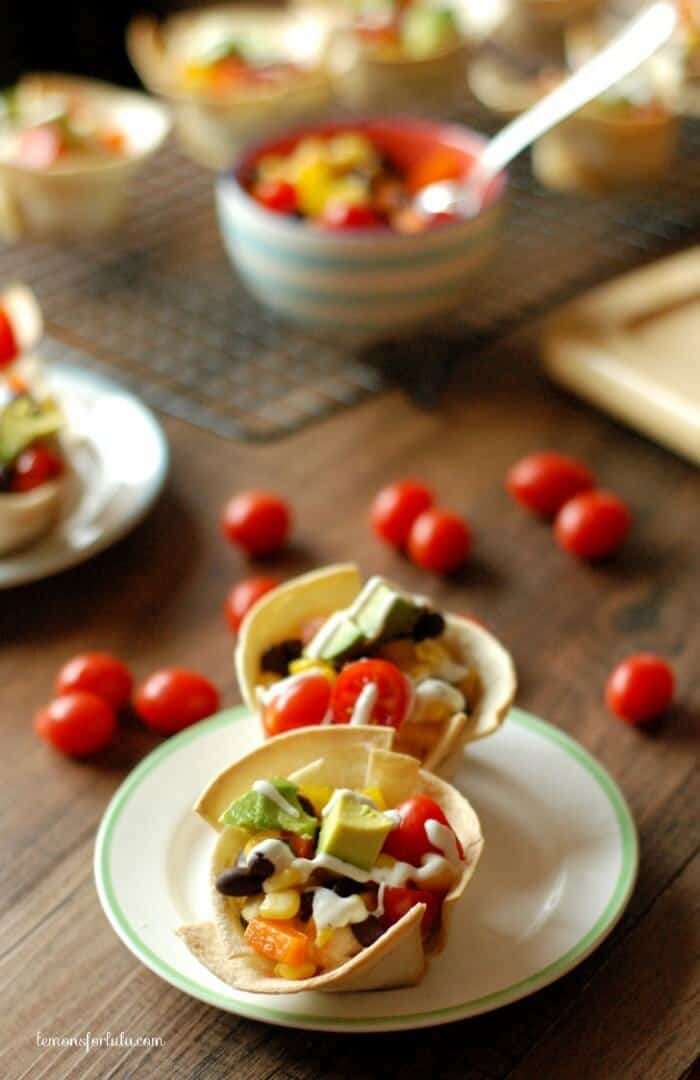 Mini veggie tacos in a perfect tortilla cup! www.lemonsforlulu.com