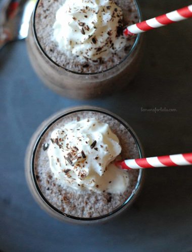 Frozen Hot Chocolate is made with a special ingredient which makes it creamy and chocolaty! www.lemonsforlulu.com