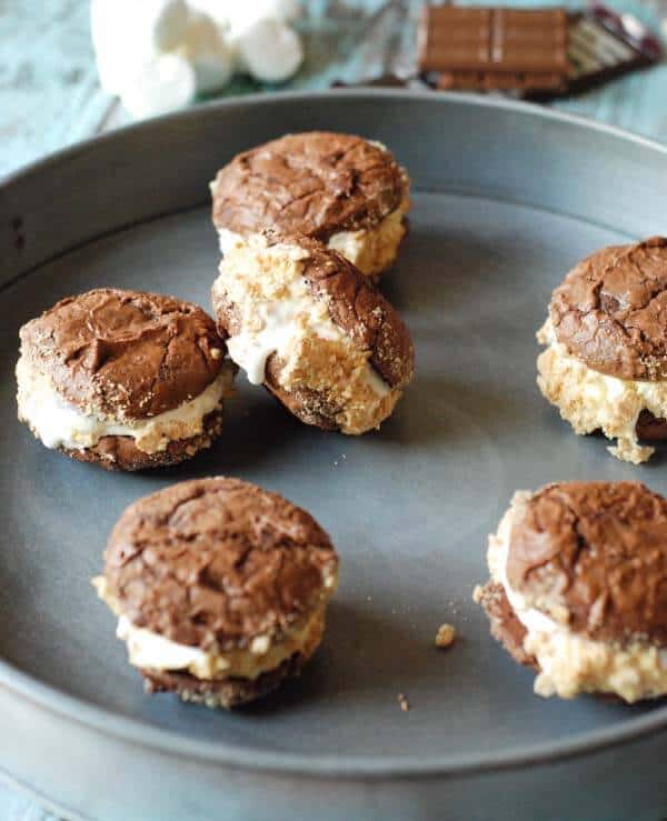 Six easy ice cream sandwiches with graham cracker crumbs in a cake pan.