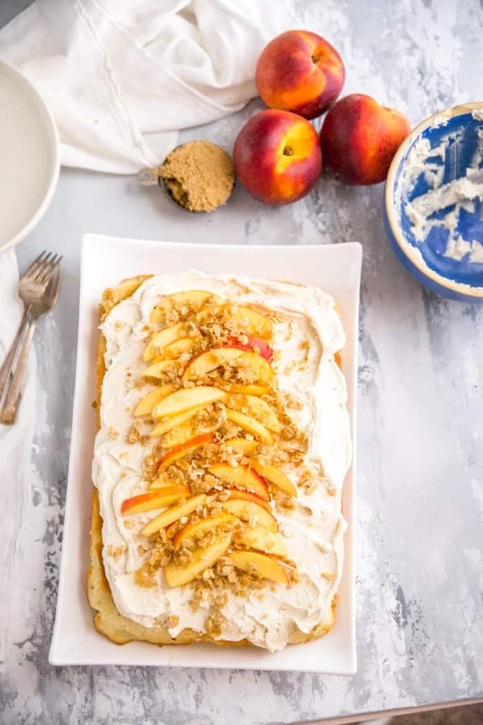 Frosted peach cake