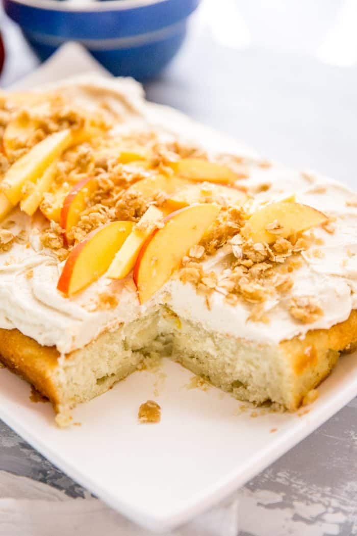 Peach Cake with cobbler topping