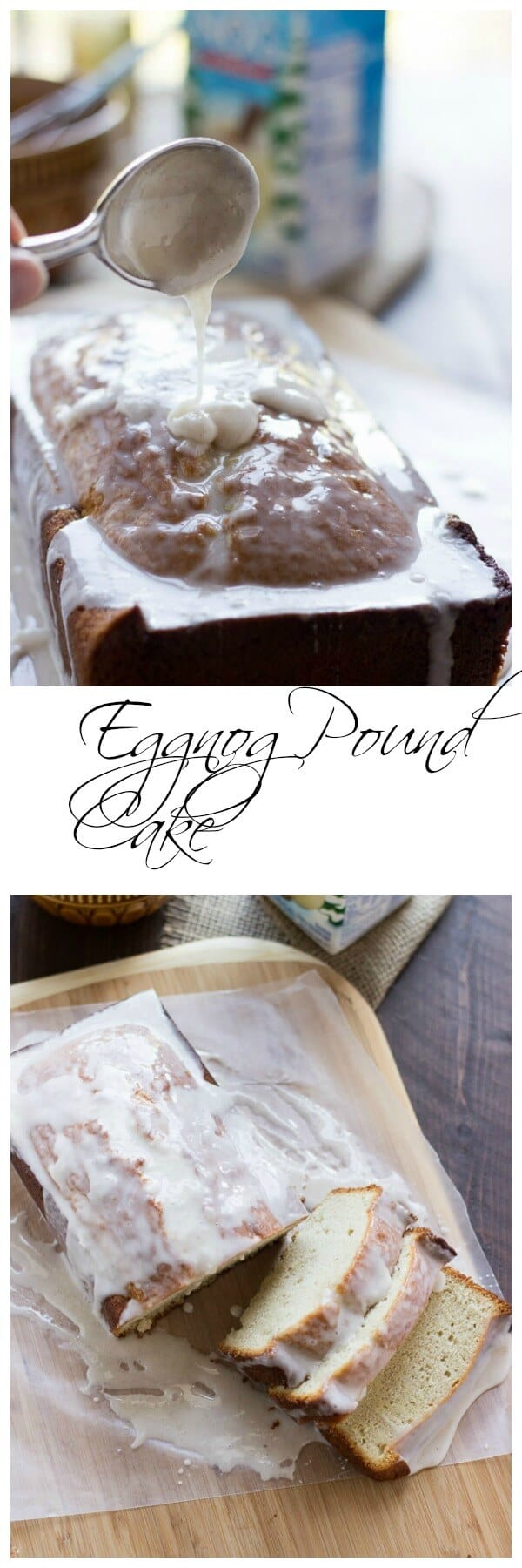 Eggnog pound cake with icing