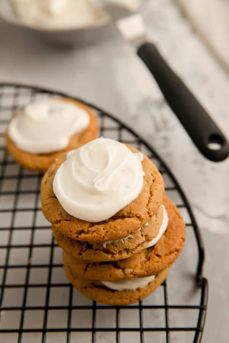 Molasses Cookies with Marshmallow Frosting