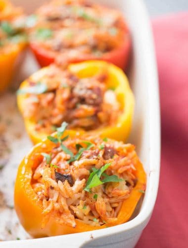 Italian stuffed pepper are going to wow your family! They are filled with sausage and pasta; everything kids love!