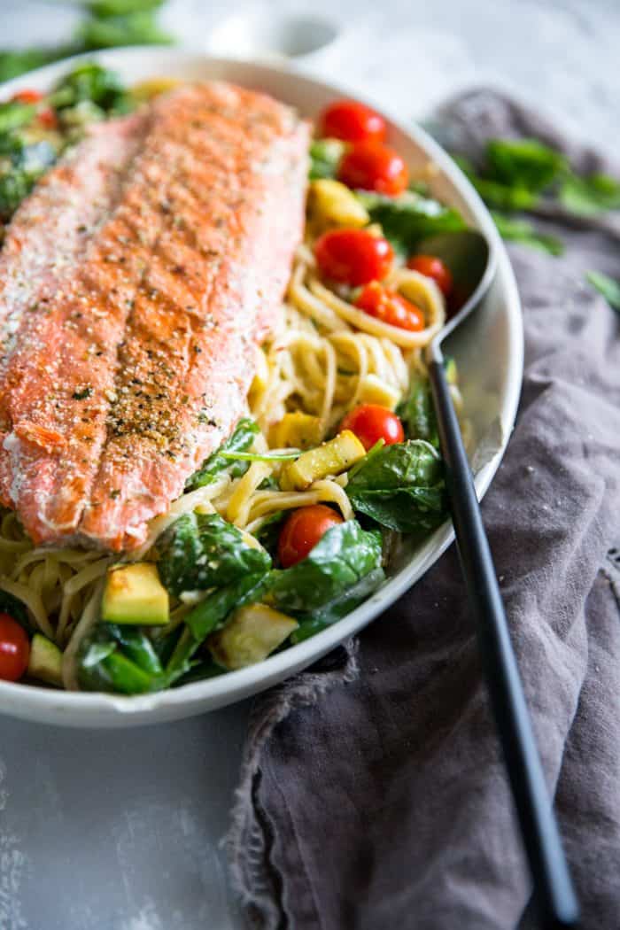 Pasta Primavera Recipe with Salmon - LemonsforLulu.com