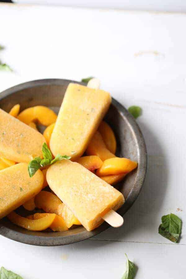 Basil Peach Margarita Popsicles