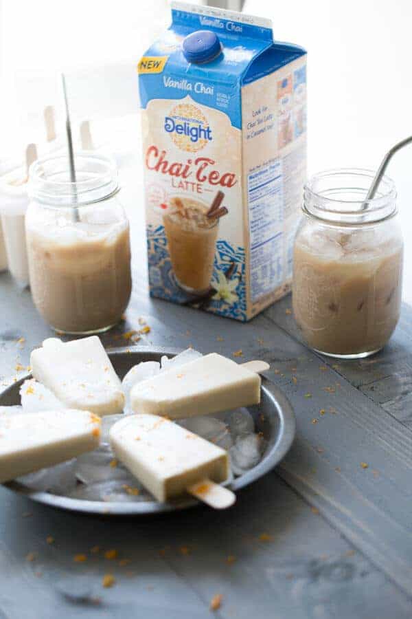 Easy gelato is turned into refreshingly simple Chai Tea Latte Popsicles! lemonsforlulu.com #IDelightInChai