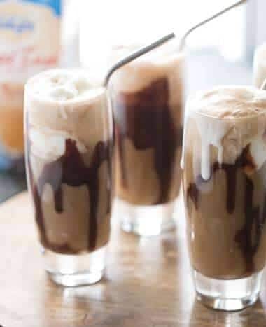 A new and imporved root beer float recipe! This fun frozen treat features root beer along with vanilla chai tea latte for a unique and delicous frosty drink! lemonsforlulu.com #IDelightinChai