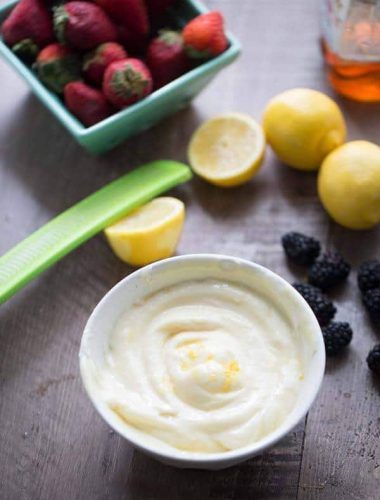 An easy fruit dip recipe with yogurt a twist of lemon and drizzle of honey! #AussieStyle #Ad