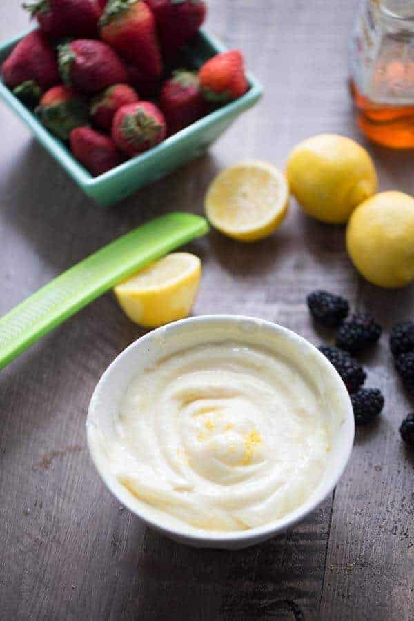 An easy fruit dip recipe with yogurt a twist of lemon and drizzle of honey! #AussieStyle #Ad