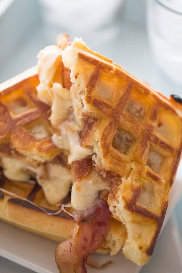 A grilled sanwich made with waffles instead! This waffle sandwich is the perfect blend of savory and sweet! lemonsforlulu.com