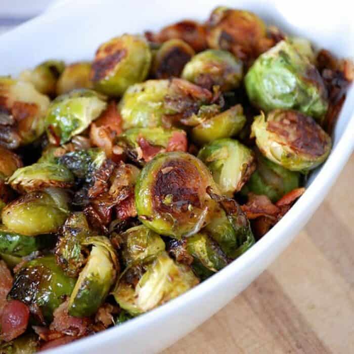 Oven Roasted Brussels Sprouts with Bacon Thanksgiving recipes