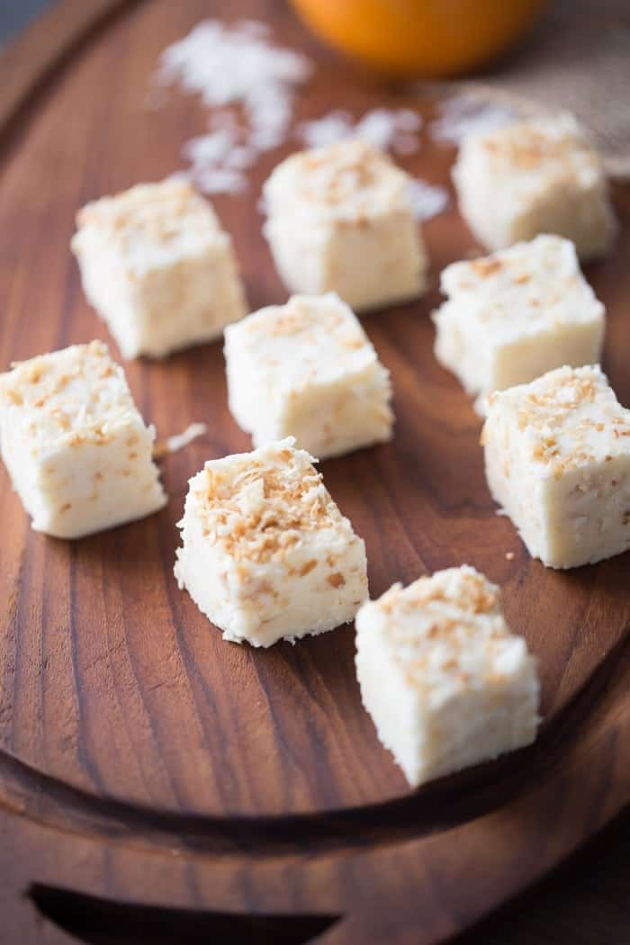 Toasted cooconut white chocolate fudge recipe that is a break from your traditiona fudge! lemonsforlulu.com