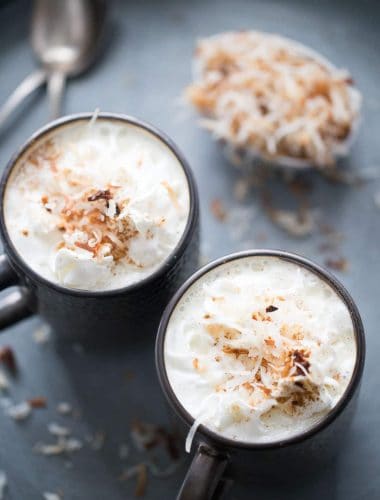Who says hot chocolate has to “chocolate”? This white chocolate version will change the way you do hot chocolate! The toasted coconut is the perfect topping! lemonsforlulu.com