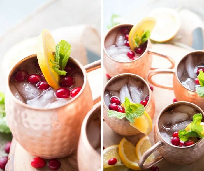 A cranberry Moscow mule drink recipe that is essential for the holidays! lemonsforlulu.com
