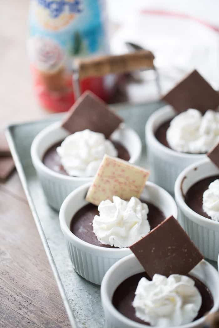 Two kinds of chocolate and lots of peppermint flavor make up these pots de creme! lemonsforlulu.com