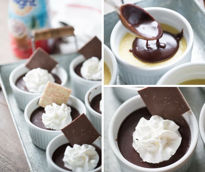 Peppermint flavored white and dark chocolate make these pots de creme truly irresistible! lemonsforlulu.com