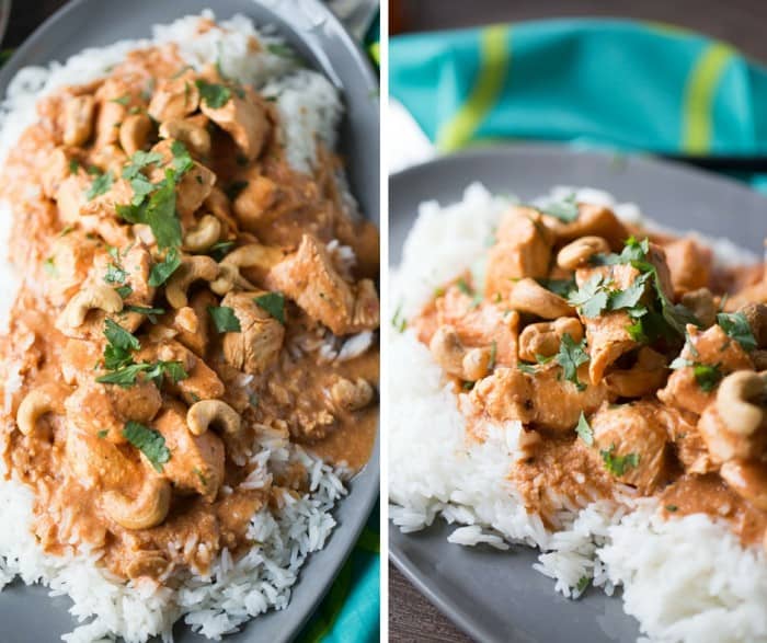 Unbelievably easy and quick chicken curry recipe! This dish is made with cashews, cashew milk, spices and a hand of pantry staples! It’s so good, it will surely become a favorite! lemonsforlulu.com