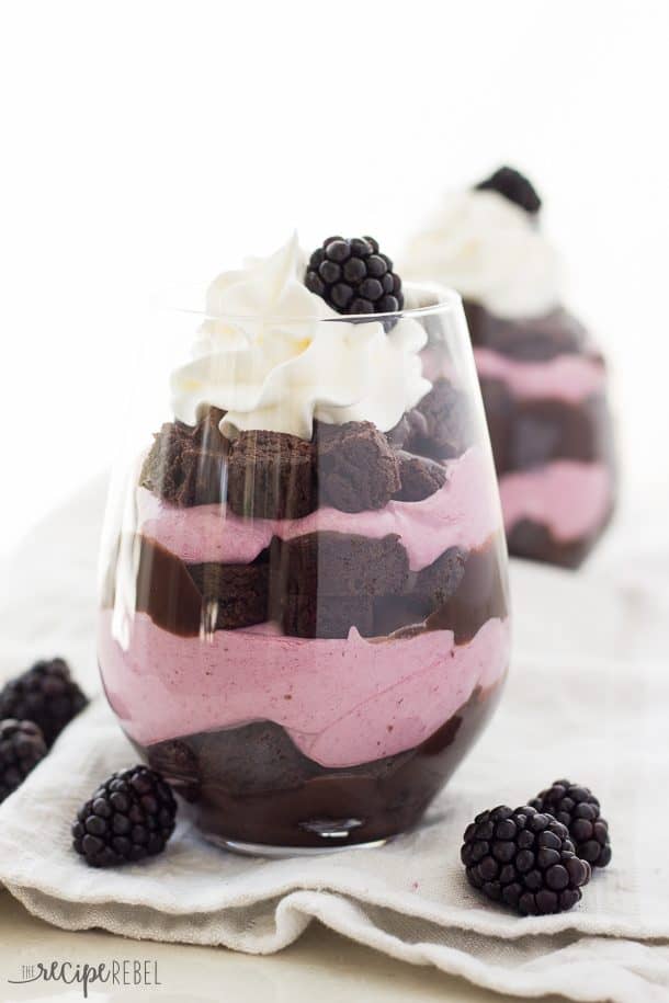 Chocolate Blackberry Cheesecake Trifles valentine's day 