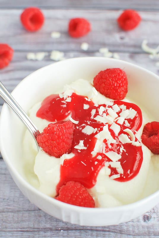 White Chocolate Mousse with Raspberry Sauce valentine's day recipes