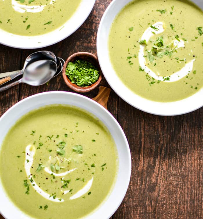 Creamy Asparagus and Watercress Spring Pea Soup