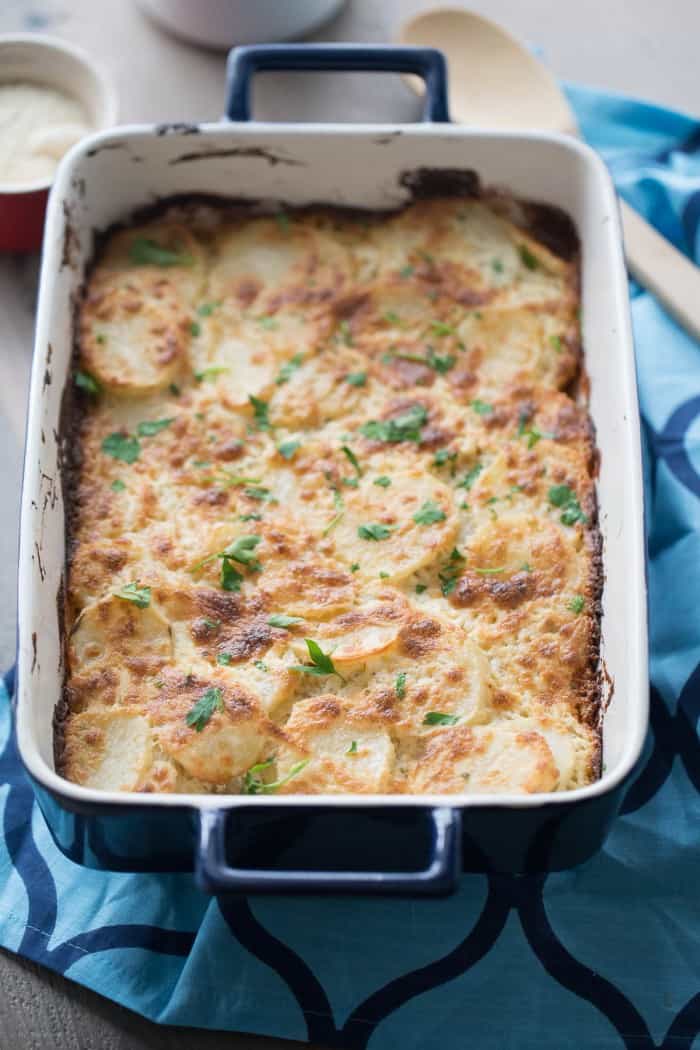 Easy cheesy scalloped potatoes with Boursin cheese!