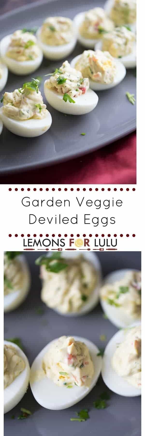 Nothing beats a good deviled egg recipe except for a simple deviled egg recipe and this is both! Fresh garden veggies and ranch seasoning make these little eggs taste fantastic!