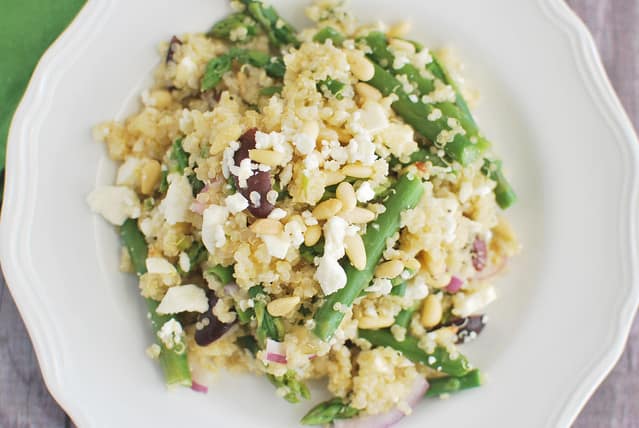 Quinoa Salad with Spinach, Asparagus, and Pine Nuts