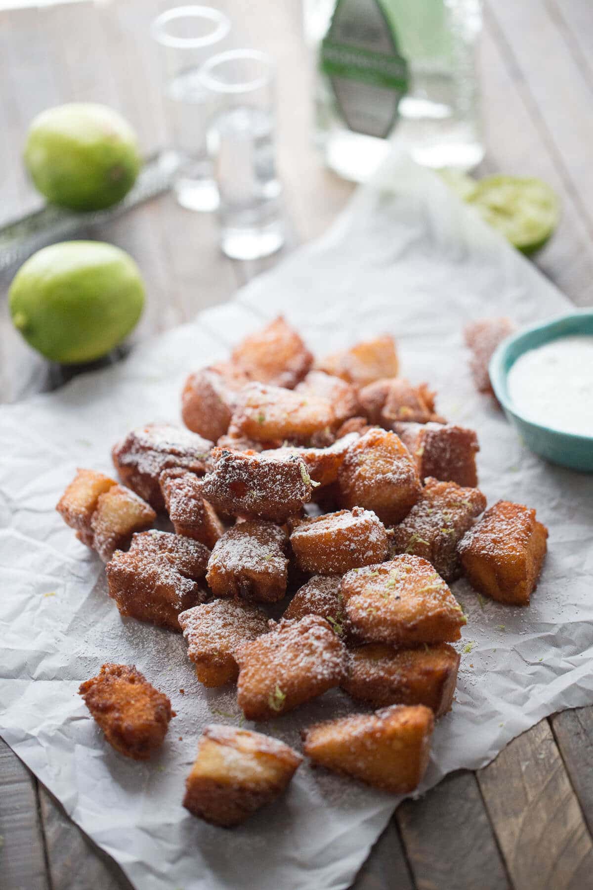 Angel food cake and tequila come together in these easy fried tequila shots!