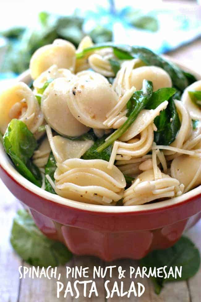 Spinach Pine Nut and Parmesan Pasta Salad
