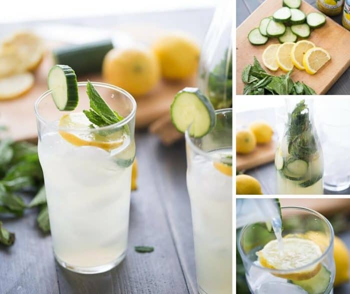 Crisp cucumbers, fresh mint, tangy lemons make this cooler one deliciously refreshing drink!