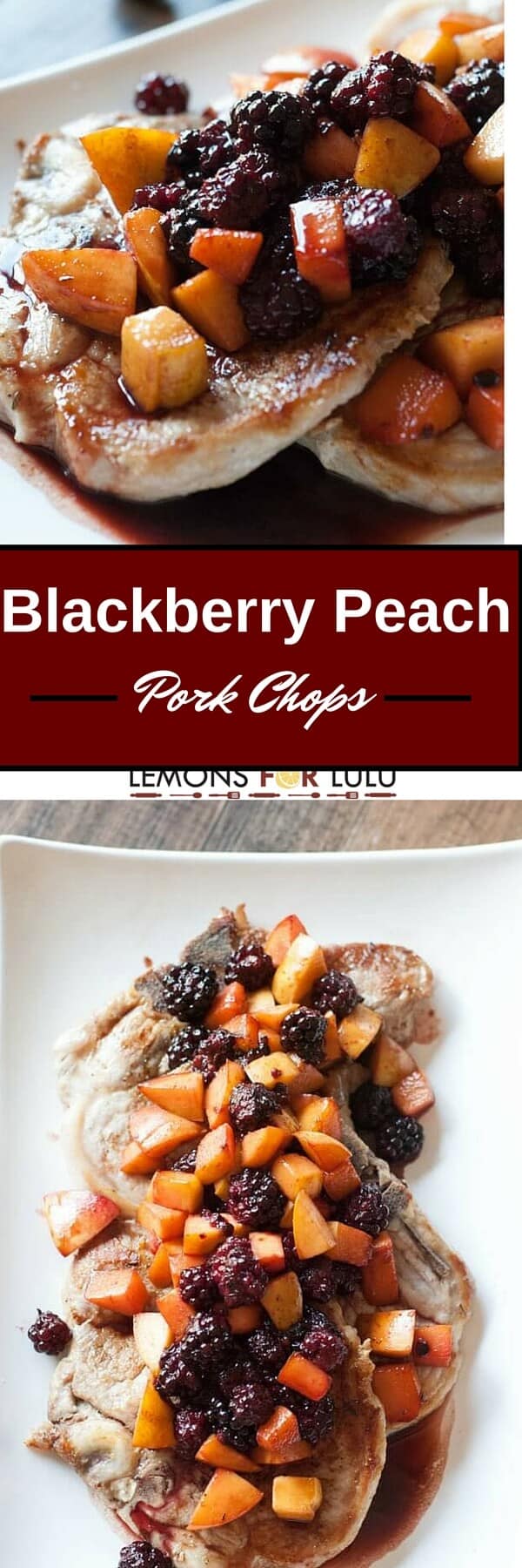Pork chops are lightly seasoned then topped with a fruity sauce made with fresh peaches and blackberries!