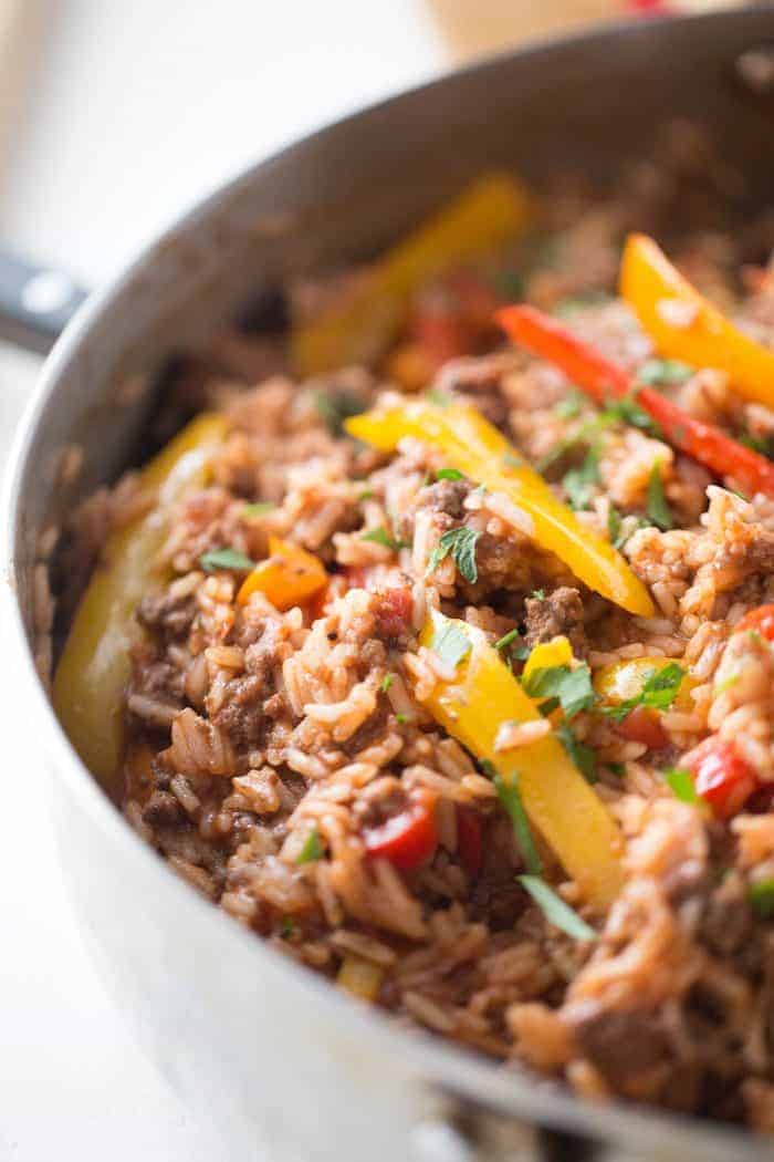 Unstuffed peppers combine beef, rice, tomatoes and peppers just like the original recipe. The best part about unstuffed peppers is how easy this is to make; all you need is one pot and a handful of ingredients!