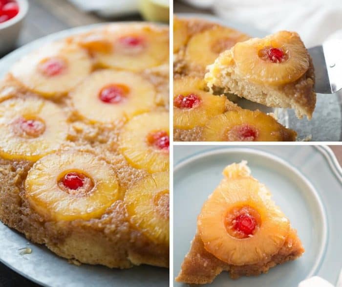 Upside down cake takes a tropical turn! This easy cake recipe has pineapple and cherries resting in a caramel sauce while the cake itself has shredded coconut and a hint of rum!